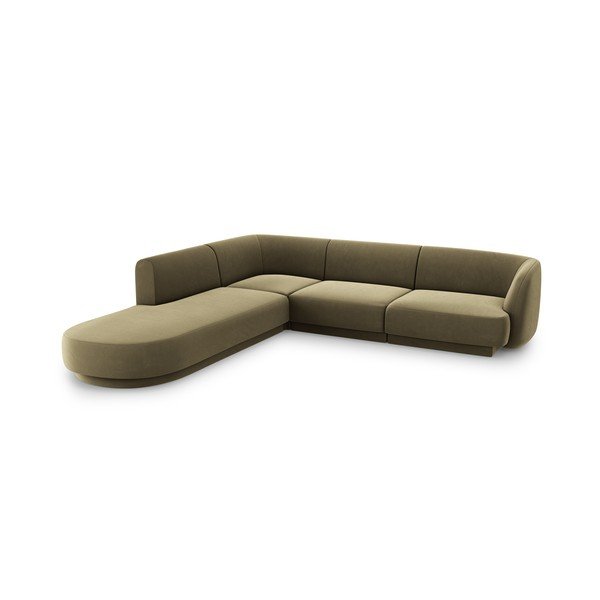 Zaļš samta stūra dīvāns (ar kreiso stūri) Miley  – Micadoni Home-image-3