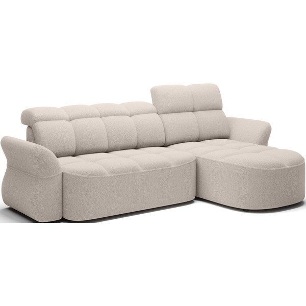 Bēšs salokāms/ar uzglabāšanas vietu stūra dīvāns no buklē auduma (ar labo stūri/ar zvilni) Beneth – ELTAP-image-2