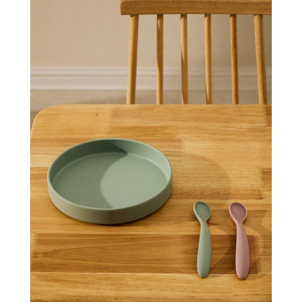 Rozā/tirkīzzilas plastmasas/silikona karotes bērniem (2 gab.) Lili – Kave Home-image-3