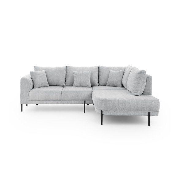 Gaiši pelēks stūra dīvāns no šenila auduma (ar labo stūri/L veida) Mauris  – Ropez