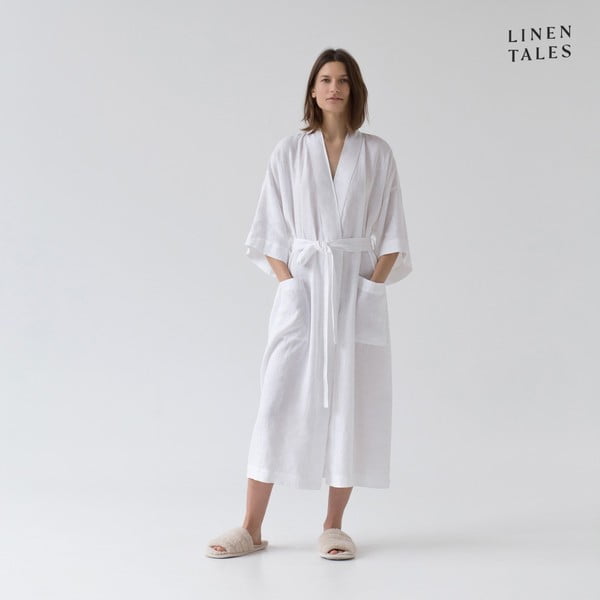 Balta lina halāta izmērs L/XL Summer – Linen Tales