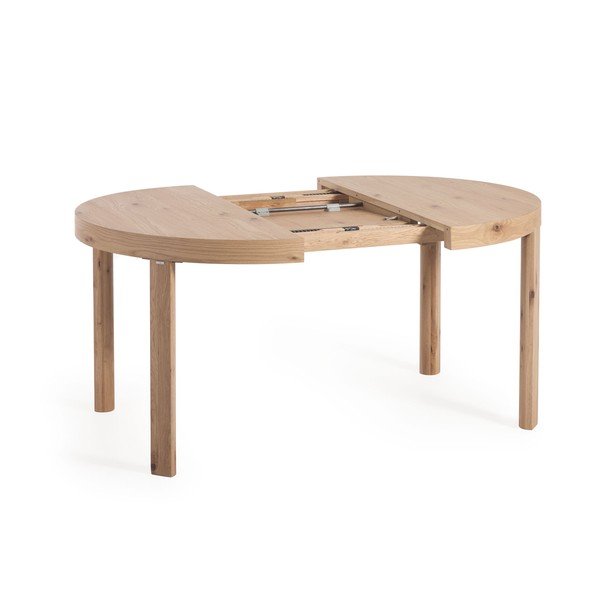 Apaļš izvelkams ēdamgalds ar papildu galda virsmu ar ozolkoka imitāciju ø 120 cm Colleen – Kave Home-image-3