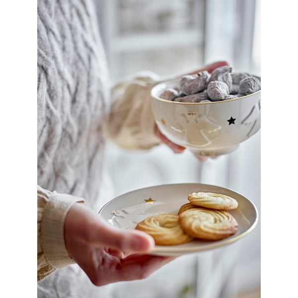 Balts deserta māla šķīvis ar Ziemassvētku motīvu ø 16 cm Starry – Bloomingville-image-1