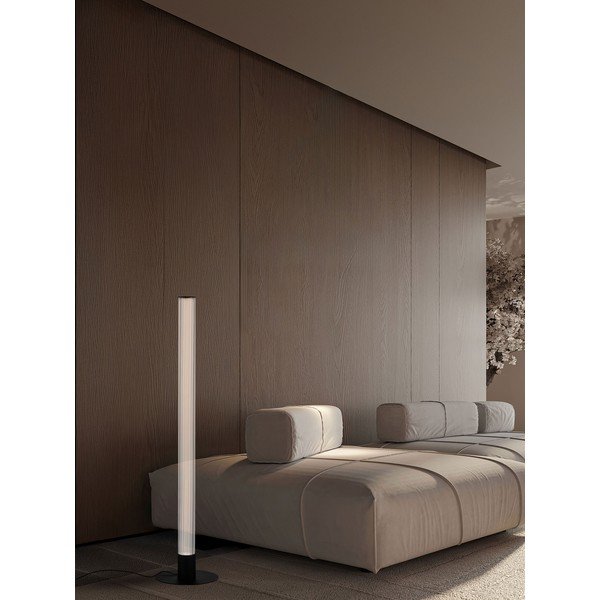 Matēti melna alumīnija LED stāvlampa ar regulējamu spilgtumu ar stikla abažūru (augstums 130 cm) Glovia – Nova Luce-image-3