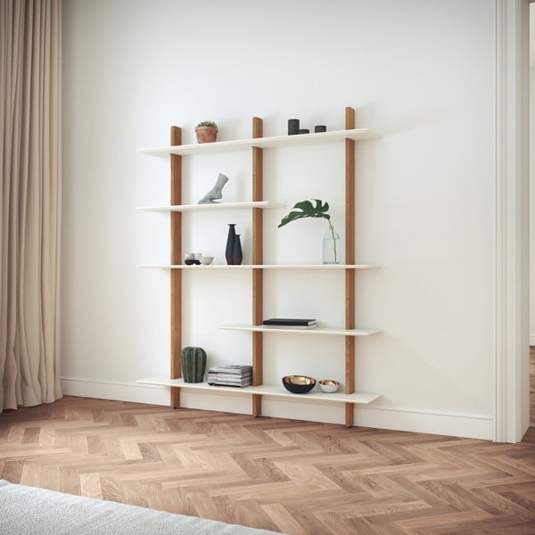 Balts plaukts ar ozolkoka konstrukciju Tenzo Bridge, platums 162 cm-image-1