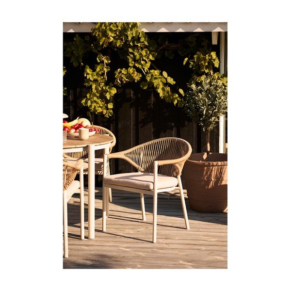 Bēšs metāla/polsterēts dārza krēsls Abela – House Nordic-image-1