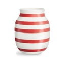 Balti sarkana keramikas vāze ar svītrām Kähler Design Omaggio, augstums 20,5 cm