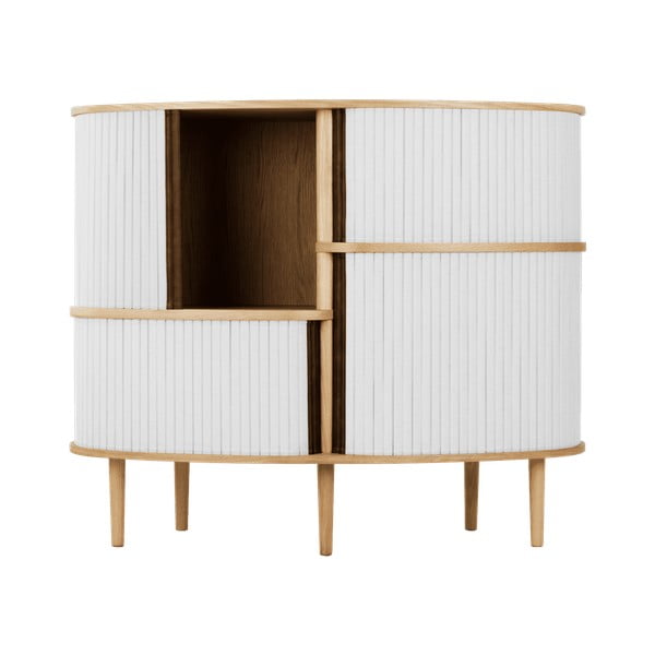 Pelēks/dabīga toņa skapītis ar ozolkoka imitāciju un bīdāmām durvīm 120x100x50 cm Audacious – UMAGE-image-2