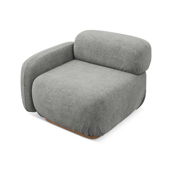 Pelēka modulārā dīvāna daļa no buklē auduma (ar kreiso stūri) Ailani – Makamii-image-1