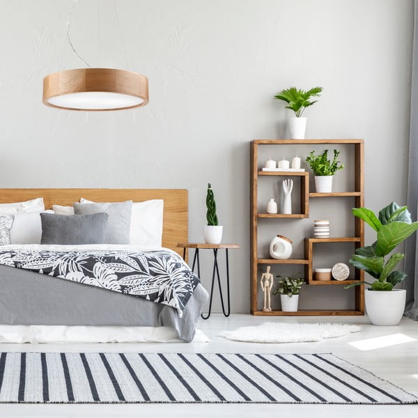 Brūna piekaramā lampa ar stikla abažūru ø 37 cm Eveline – LAMKUR-image-2
