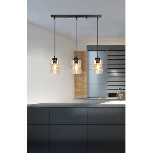 Melna piekaramā lampa ar stikla abažūru 10x62 cm Felis – Candellux Lighting-image-1