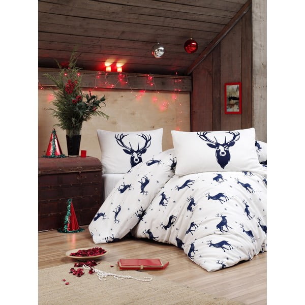 Divguļamā gultasveļa ar palagu un 2 spilvendrānām Eponj Home Geyik Dark Blue, 200 x 220 cm