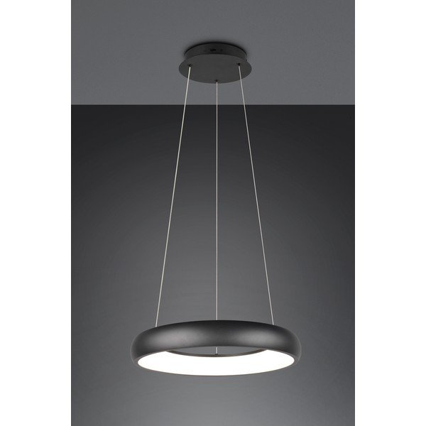 Matēti melna LED piekaramā lampa ar regulējamu spilgtumu un metāla abažūru ø 46 cm Cardona – Trio-image-2