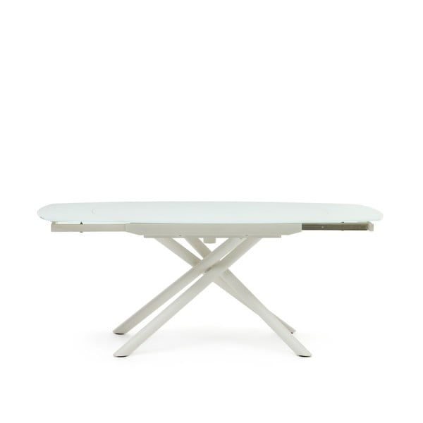 Balts izvelkams ēdamgalds ar stikla galda virsmu 100x130 cm Yodalia – Kave Home-image-3