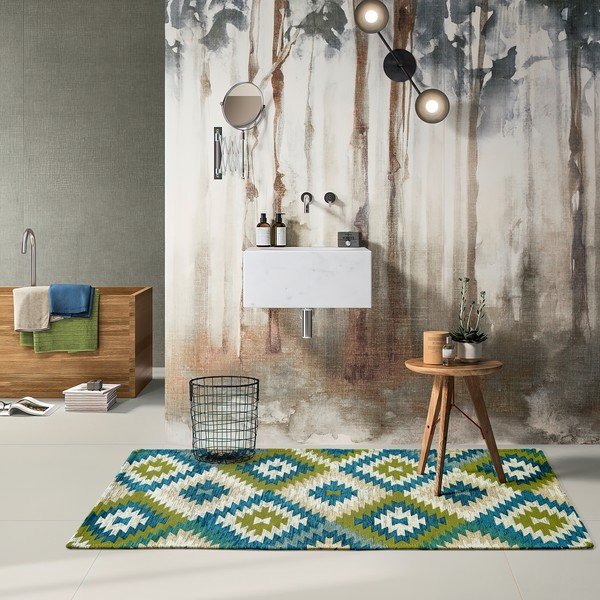 Zaļš/zils mazgājams celiņa paklājs 55x190 cm Avana Oasi – Floorita-image-1