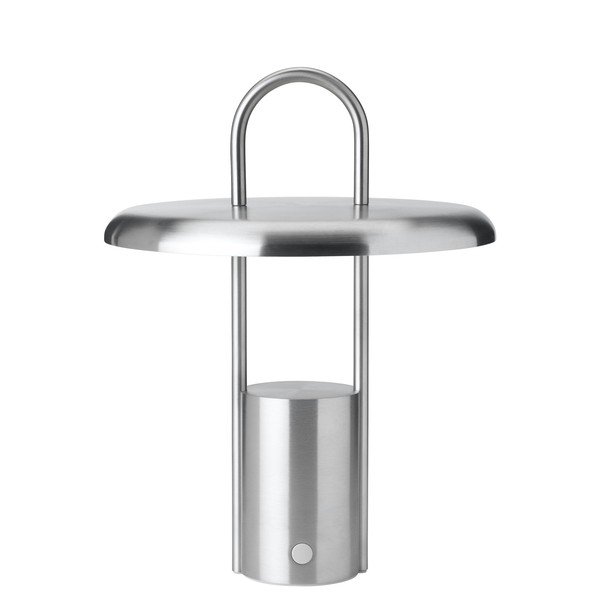 Sudraba krāsas LED galda lampa no nerūsējošā tērauda ar regulējamu spilgtumu (augstums 25 cm) Pier – Stelton