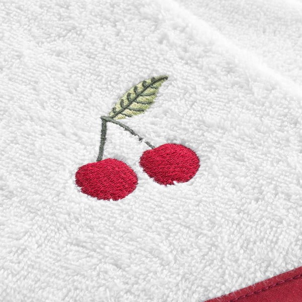 Sarkans/balts frotē kokvilnas dvielis 60 cm Cerisette – douceur d'intérieur-image-1