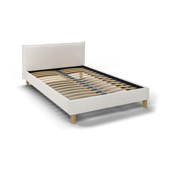 Krēmkrāsas mīksta divvietīga gulta ar režģi 140x200 cm Tina – Ropez