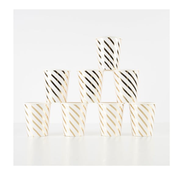 Papīra vienreizlietojamās glāzītes (8 gab.) Gold Swirl – Meri Meri-image-4