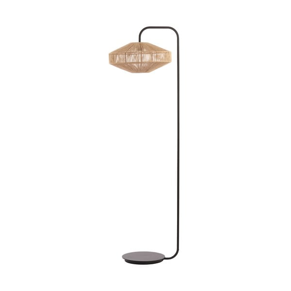 Matēti melna/dabīga toņa stāvlampa ar auduma abažūru (augstums 164 cm) Lyra – Light & Living