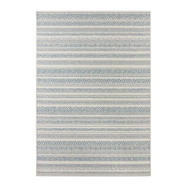 Gaiši krēmkrāsas un zils āra paklājs Elle Decoration Bloom Torcy, 200 x 290 cm