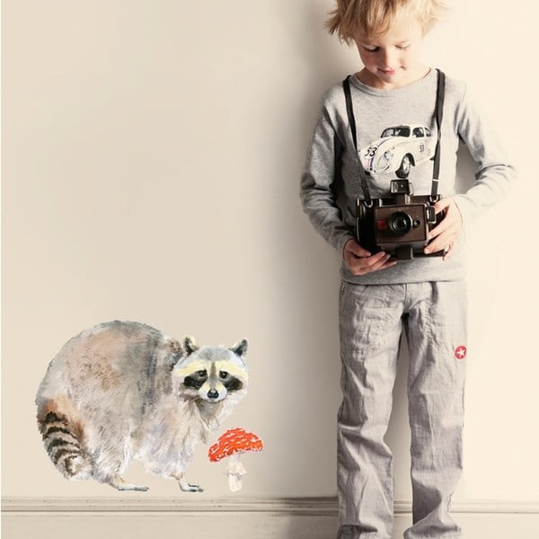 Atkārtoti noņemama Raccoon uzlīme, 40 x 30 cm