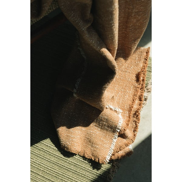 Okera dzeltens kokvilnas pleds 130x180 cm Handloom – Lorena Canals-image-2