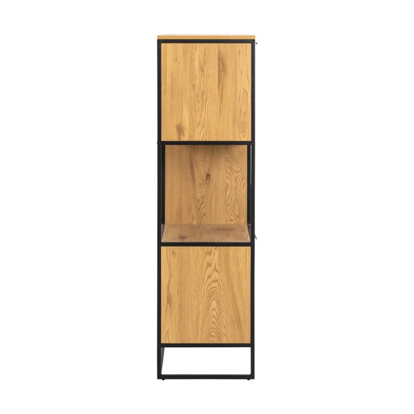 Melns grāmatu plaukts ar ozolkoka imitāciju 85x141 cm Swindon – Actona-image-4