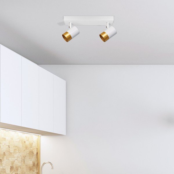 Balta/zelta krāsas griestu lampa ar metāla abažūru 34x5,5 cm Tobi – Candellux Lighting-image-1