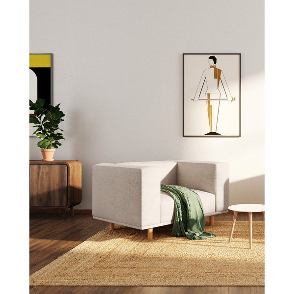 Bēšs   atpūtas krēsls no buklē auduma Kukumo – Ame Yens-image-1