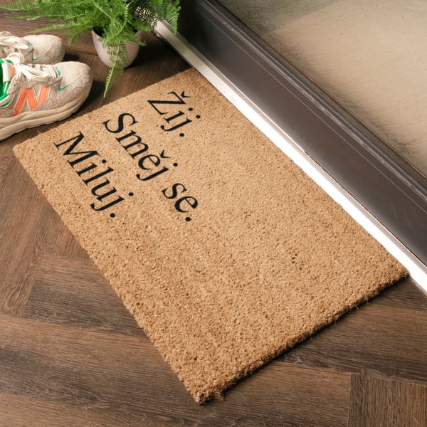 Kokosšķiedras kājslauķis 40x60 cm Žij a Miluj – Artsy Doormats-image-1