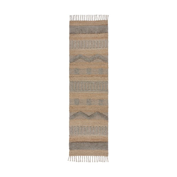 Gaiši pelēks/dabīga toņa celiņa paklājs 60x230 cm Medina – Flair Rugs