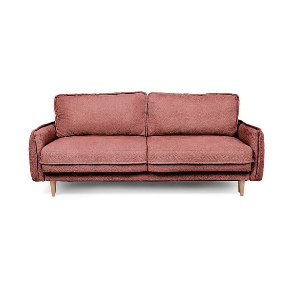 Sarkans izvelkams dīvāns no buklē auduma 215 cm Patti – Bonami Selection