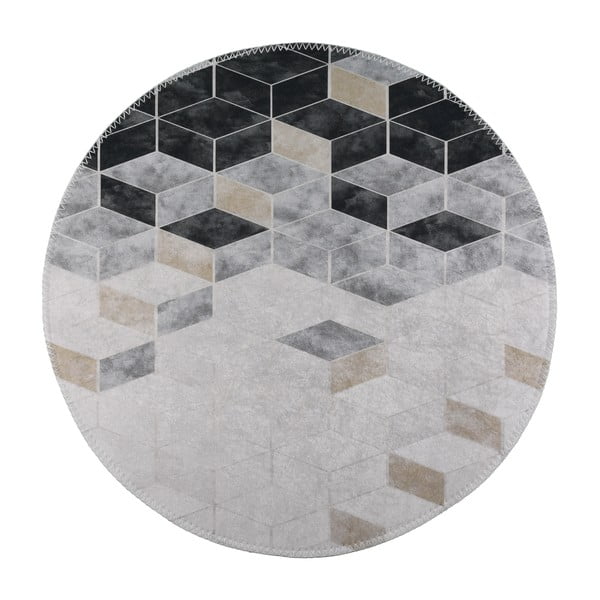 Balts/pelēks mazgājams apaļš paklājs ø 120 cm – Vitaus
