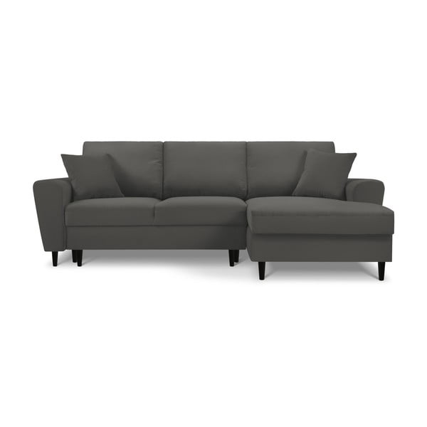 Tumši pelēks velveta salokāms stūra dīvāns ar uzglabāšanas vietu (ar labo stūri/ar zvilni) Kyoto – Cosmopolitan Design
