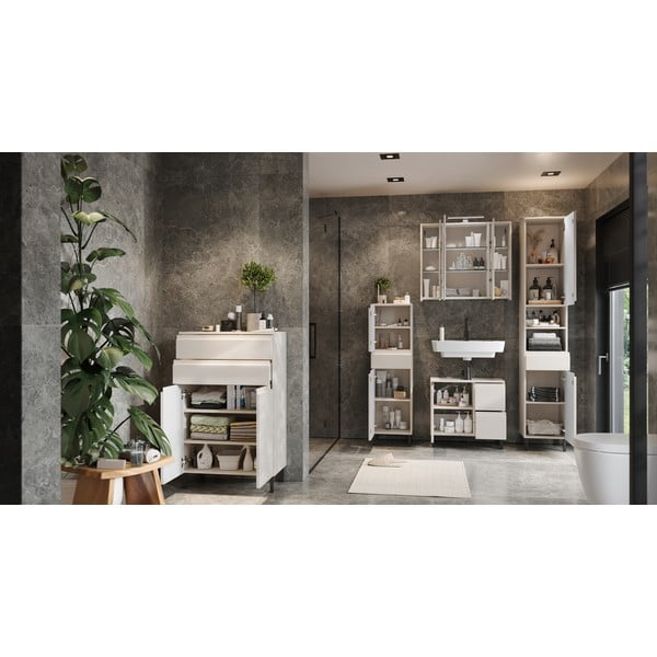 Krēmkrāsas zems skapītis zem izlietnes 60x56 cm Salinas – Germania-image-1