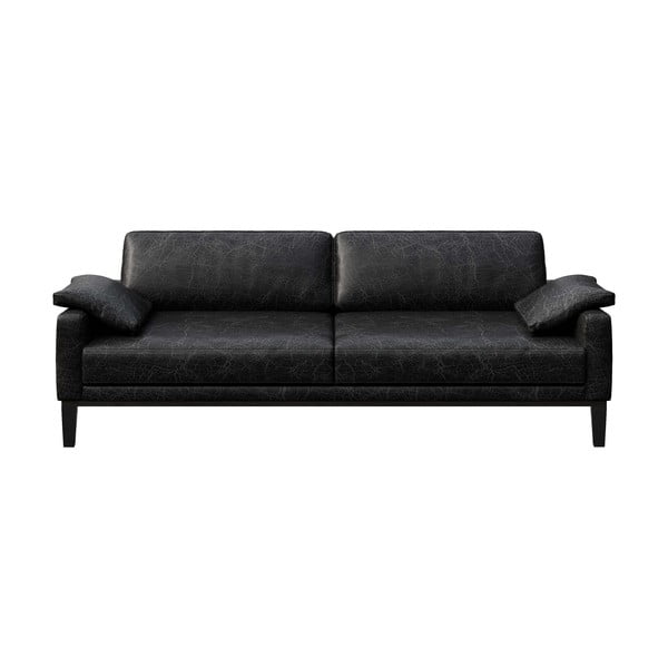 Melns ādas dīvāns MESONICA Musso, 211 cm