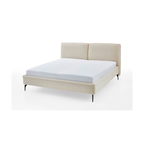 Ziloņkaula krāsas polsterēta divvietīga gulta bez režģa 200x200 cm Infinity – Meise Möbel-image-4