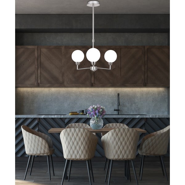 Piekaramā lampa sudraba krāsā ar stikla abažūru Logos – Candellux Lighting-image-1