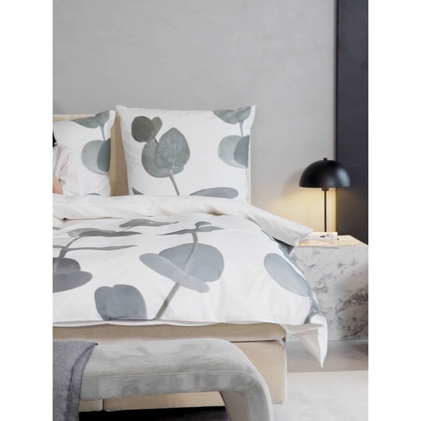 Balta kokvilnas perkala gultas veļa 200x135 cm Eukalyptus – Westwing Collection-image-4