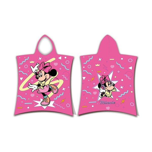 Rozā kokvilnas bērnu pončo 3–8 gadu vecumam Minnie "Sparkle" – Jerry Fabrics