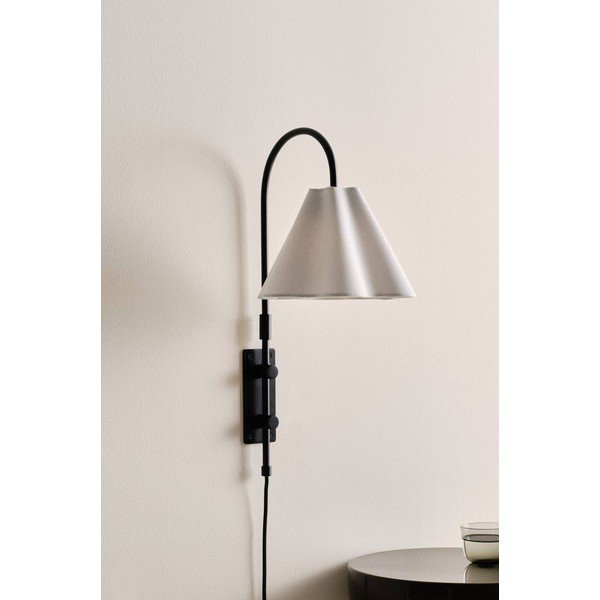 Melna/bēša tekstila sienas lampa ar saliekamu konstrukciju ar vadu Francis – Jotex-image-2