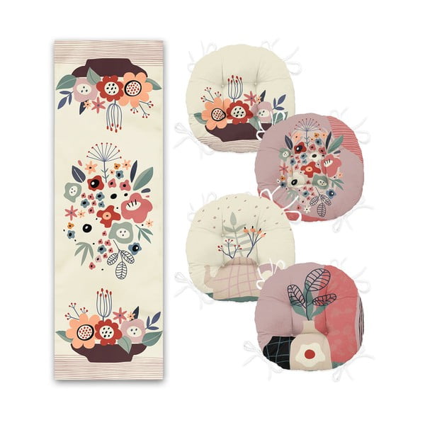 4 sēdekļa spilvenu un galda celiņa komplekts – Mila Home-image-1