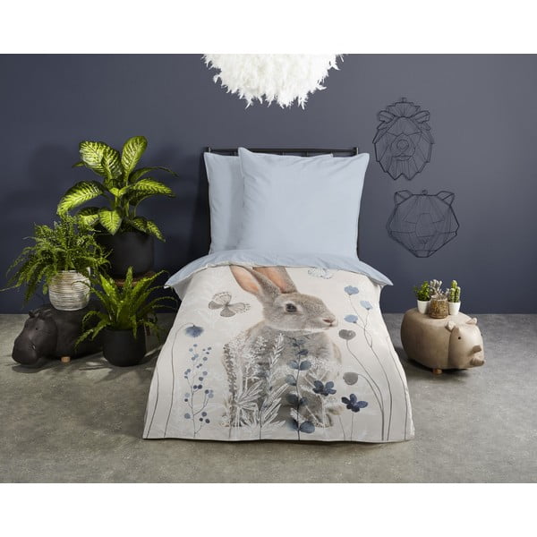 Kokvilnas bērnu gultas veļa vienvietīgai gultai 140x200 cm – Good Morning-image-1