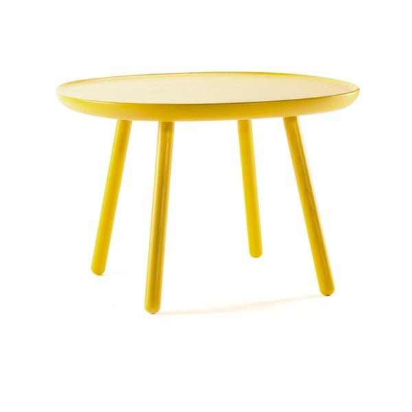 Dzeltens masīvkoka galds EMKO Naïve, ø 64 cm
