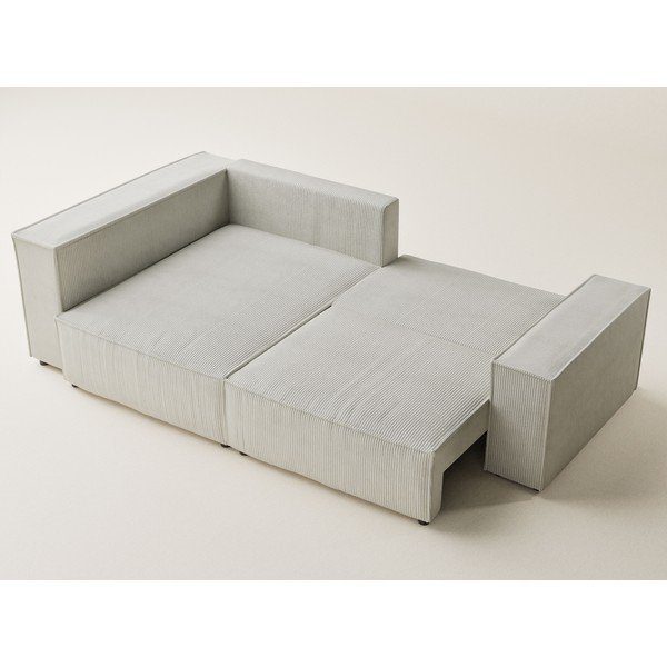 Krēmkrāsas velveta salokāms stūra dīvāns ar uzglabāšanas vietu (ar kreiso stūri/L veida) Tonga – Maison de Rêve-image-3