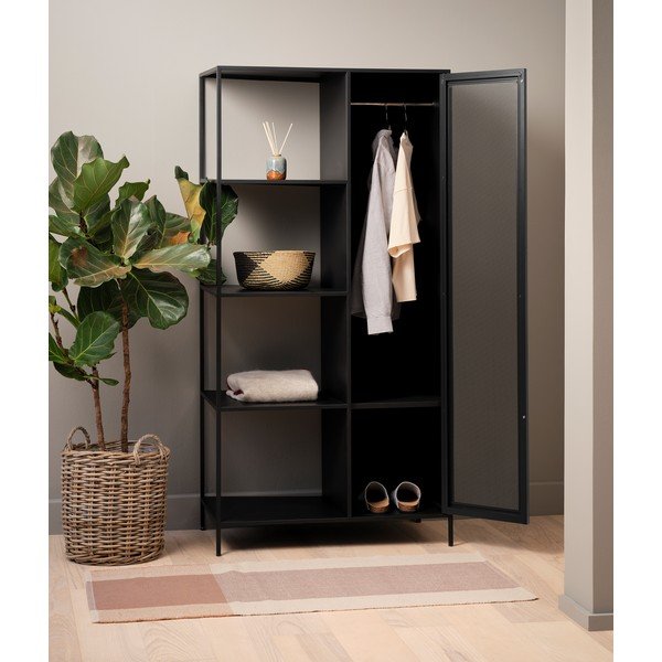 Melns metāla grāmatu plaukts 90x180 cm Malibu – Unique Furniture-image-1