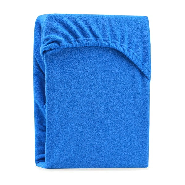 Zils elastīgs palags ar augstu kokvilnas saturu AmeliaHome Ruby, 100/120 x 200 cm-image-2