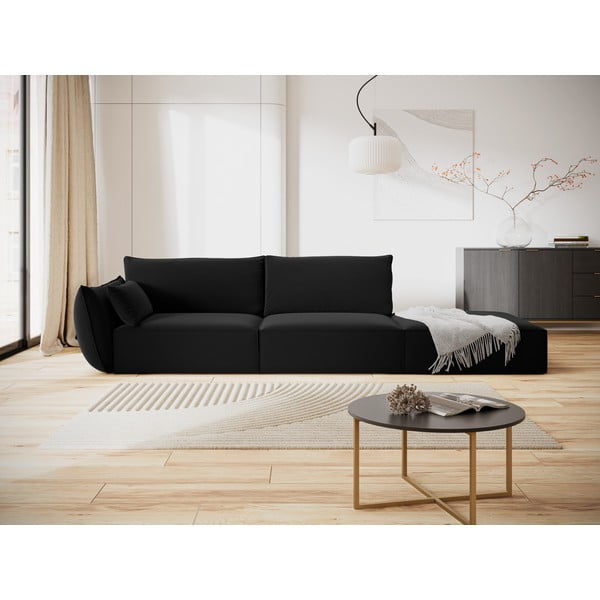 Melns samta dīvāns ar kreiso stūri 264 cm Vanda – Mazzini Sofas-image-1