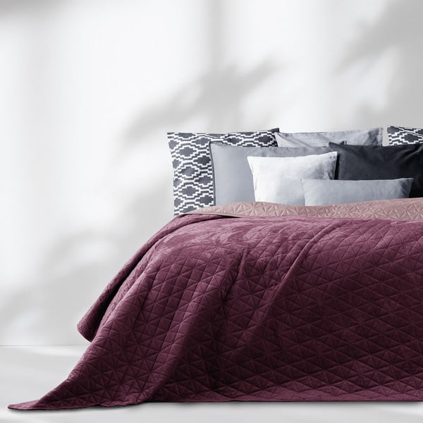 Tumši rozā samta stepēts gultas pārklājs 170x210 cm Laila – AmeliaHome